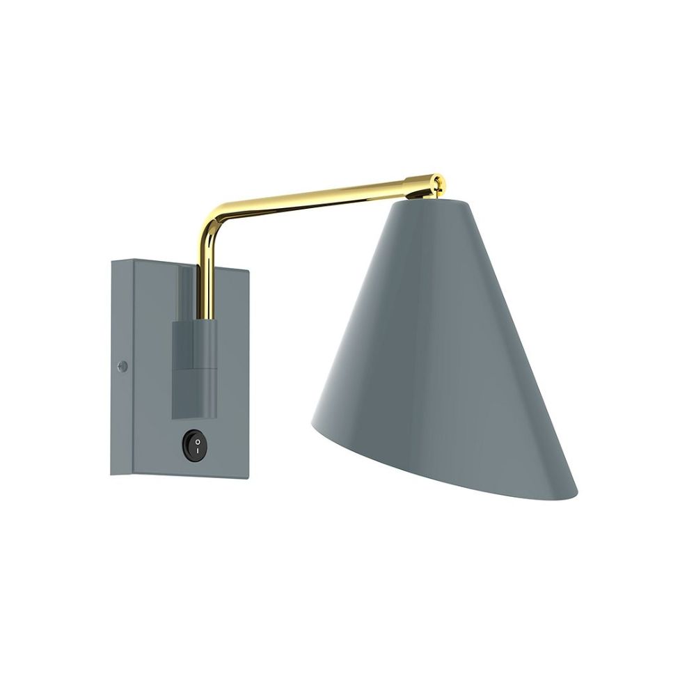 Montclair Lightworks SWA415-40-91 J-Series Wall Swing Arm Light Slate Gray with Brushed Brass Accents Finish